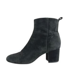 Gianni Bini Women's Black Suede Leather Block Heel Zip Ankle Boots Booties Sz 7